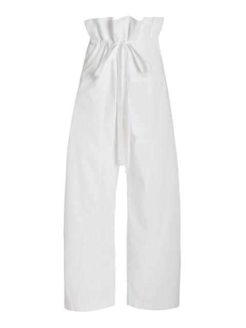 Drawstring Cotton Fisherman Pants white