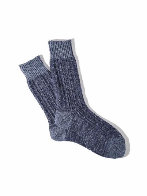 Anonymousism Boucle Nep Cable Crew Sock  Indigo