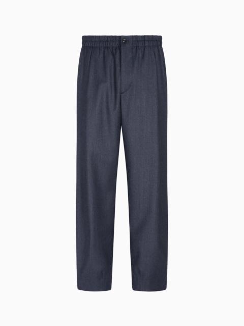SINGLE-PLEAT TROUSERS IN MICRO HERRINGBONE VIRGIN WOOL