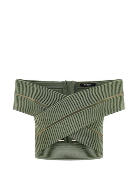 off-the-shoulder zip-fastening top