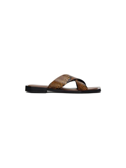 Brown Snake-Embossed Sandals