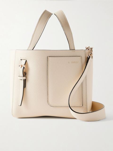 Mini textured-leather shoulder bag Off-white