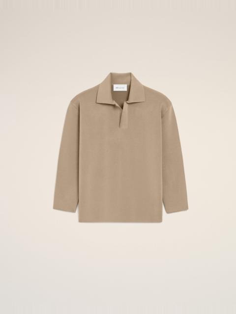 BEIGE WOOL LONG SLEEVES POLO
