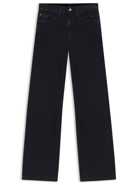 BLUE-BLACK WIDE-LEG JEANS IN RIGID DENIM