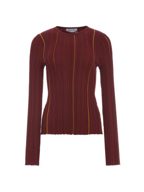 Augie Pinstripe Knit Sweater in Burnt Sienna Merino Wool
