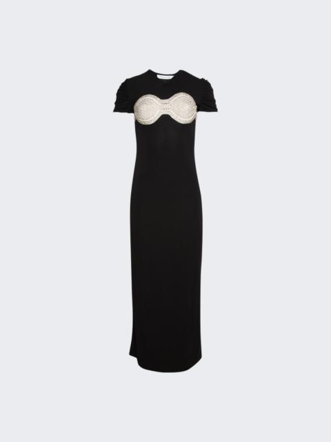 Crystal Crochet Bra Tee Dress Black