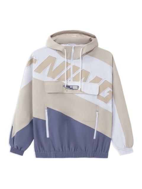 Li-Ning Logo Print Color Block Hoodie 'Beige Purple White' AFDS031-3