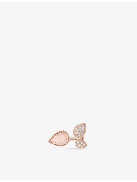 Serpent Boheme 18ct rose-gold, 0.49ct brilliant-cut diamond and 1.35ct pink quartz ring