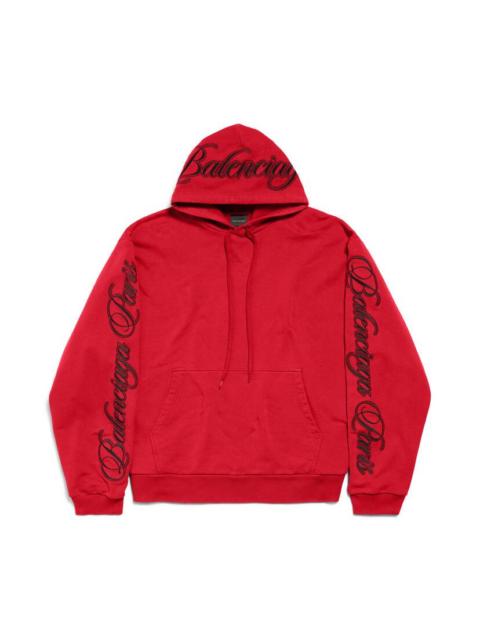 Men's Cursive Oversized Hoodie in Red/black