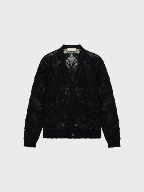 LACE POINT BUTTERFLY CARDIGAN WITH SATIN TRIMMINGS