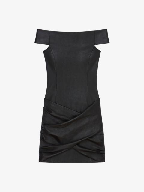 DRAPED DRESS IN LEATHER