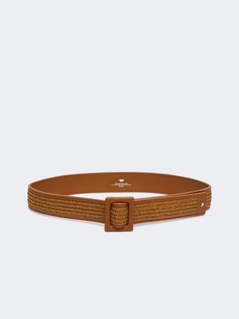 Raffia effect belt - TANGERINE