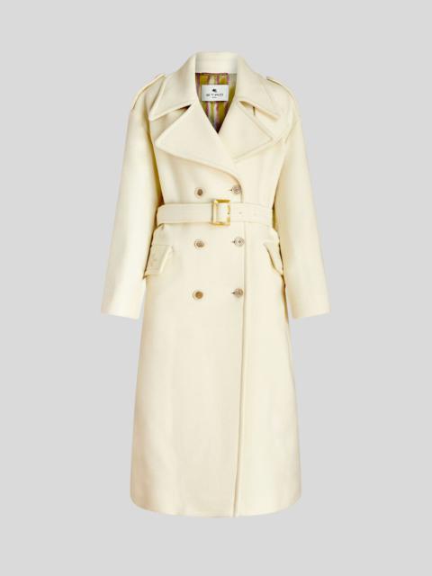 LONG COAT WITH BELT AND EMBROIDERY