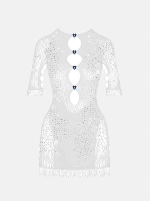 RHINESTONED MIRANDA DRESS OPTIC WHITE