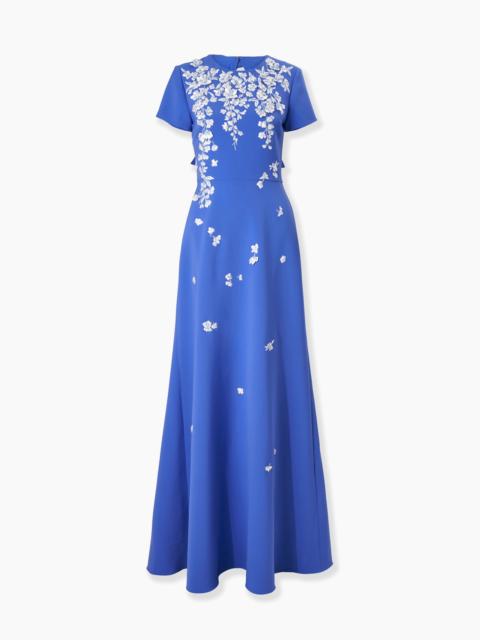 Floral-Embroidered Gown With Bows