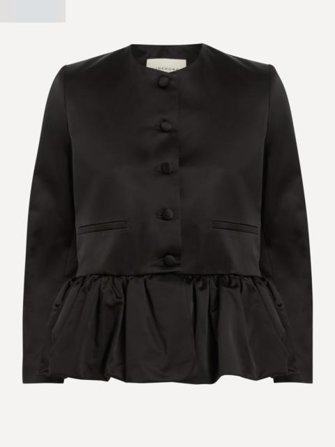 Black Silk Peplum Jacket
