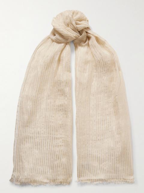 Metallic Linen-blend Jacquard Scarf