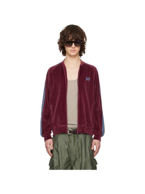 Burgundy Rib Collar Track Jacket
