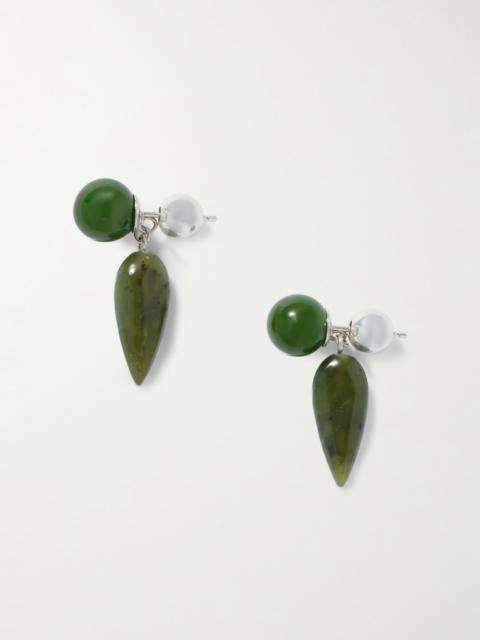 Tiny Phoenician Jade And Silver Earrings