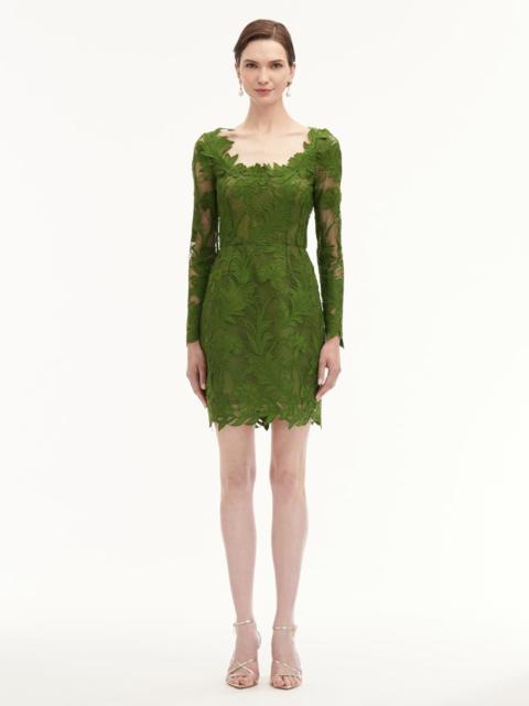 MARBLED CARNATION GUIPURE DRESS