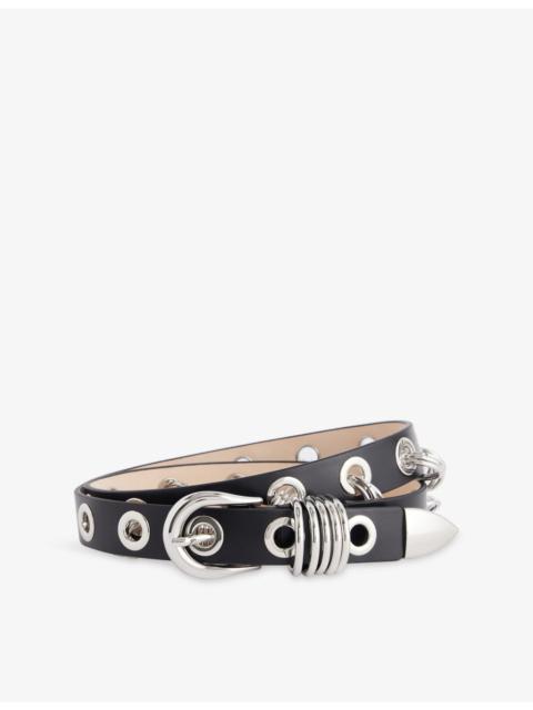 Revenge Ring-Embellished Leather Belt