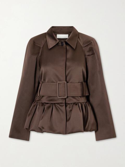 Belted Cotton-blend Satin Peplum Jacket