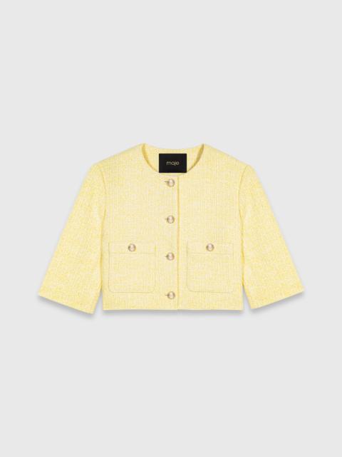 Short-sleeved tweed jacket