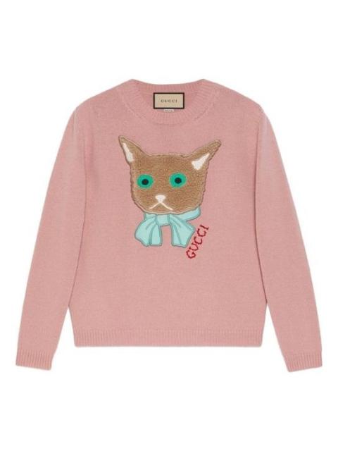 Wool sweater with Gucci cat patch