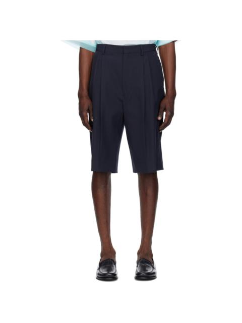 Navy Tailored Wool Shorts
