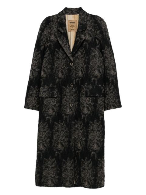 floral-motif single-breasted coat
