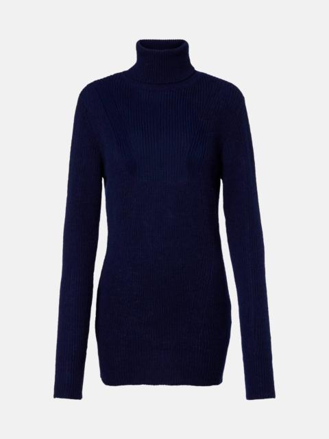 Ribbed-knit wool turtleneck sweater