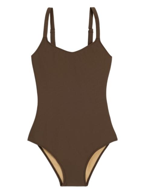 scoop-neck swimsuit