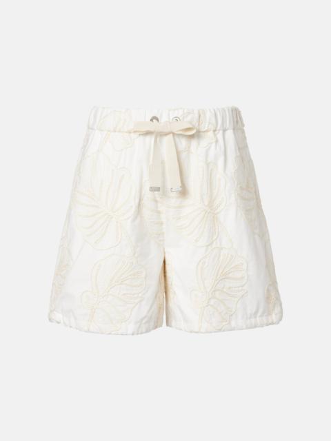 Embroidered cotton shorts