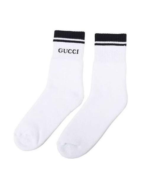 Gucci Logo-intarsia Cotton-Blend Socks 'White Black' 496493-4G293-9000
