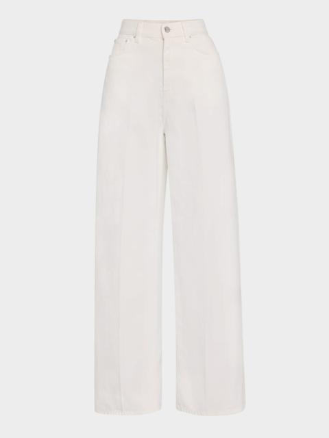 High-Rise Straight-Leg Press-Creased Denim Jeans