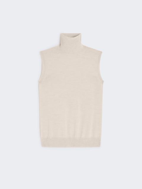 Sleeveless wool polo neck