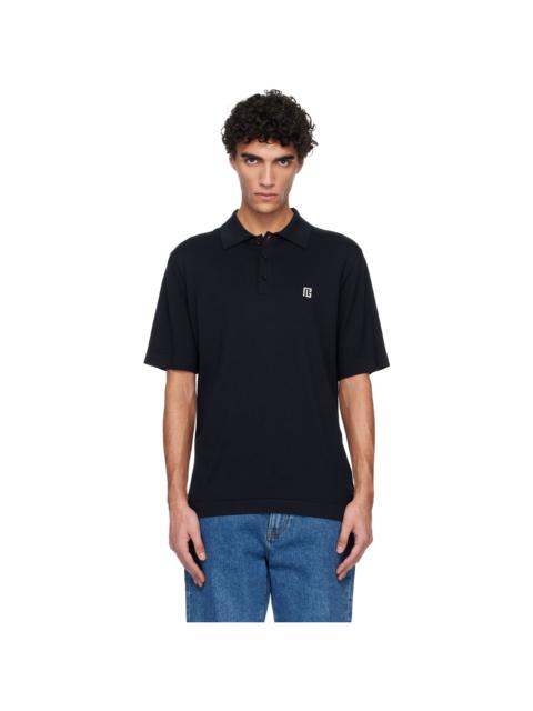 Navy Embroidered Cotton Polo