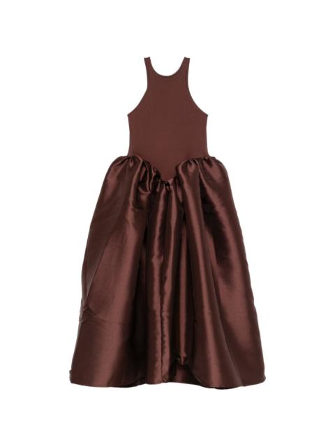 satin-skirt midi dress