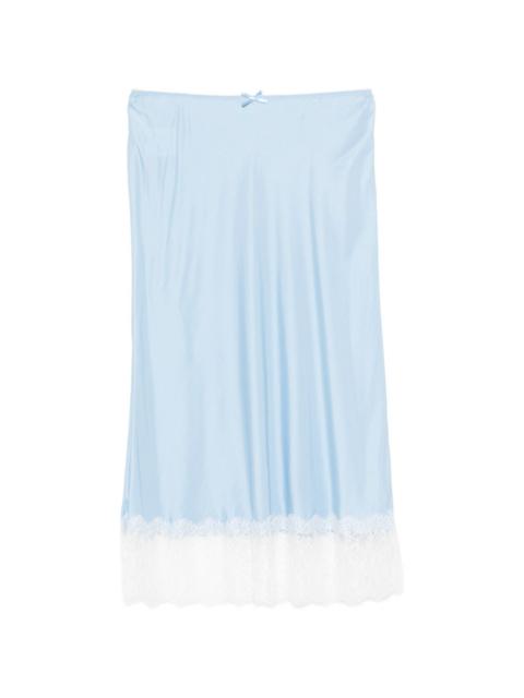 lace-trim midi skirt