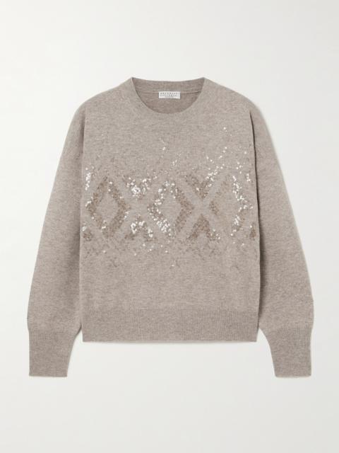 Sequin-embellished Wool, Cashmere And Silk-blend Sweater