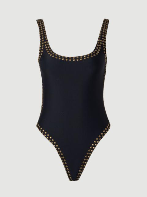 Bronze Studded High Leg Swimsuit