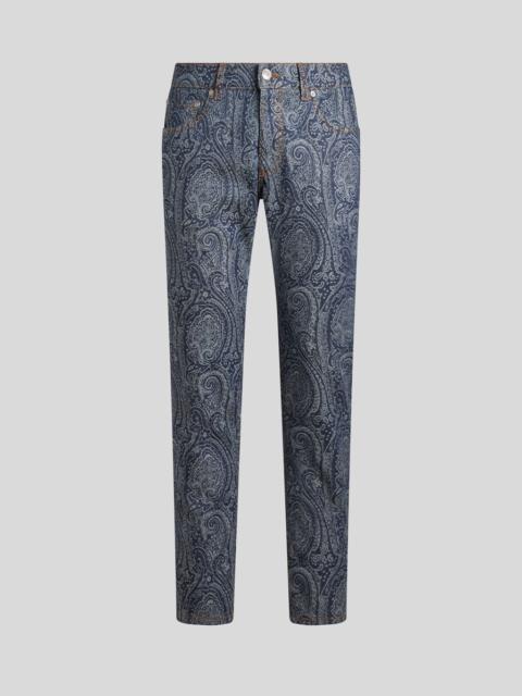 JEANS WITH PAISLEY MOTIF ALL OVER