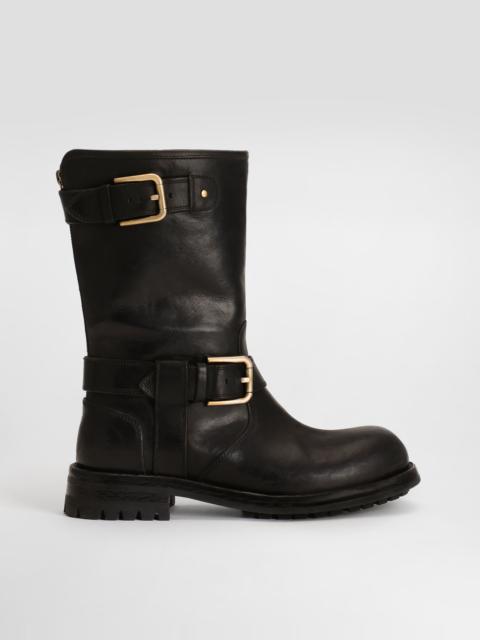 Calfskin biker boots