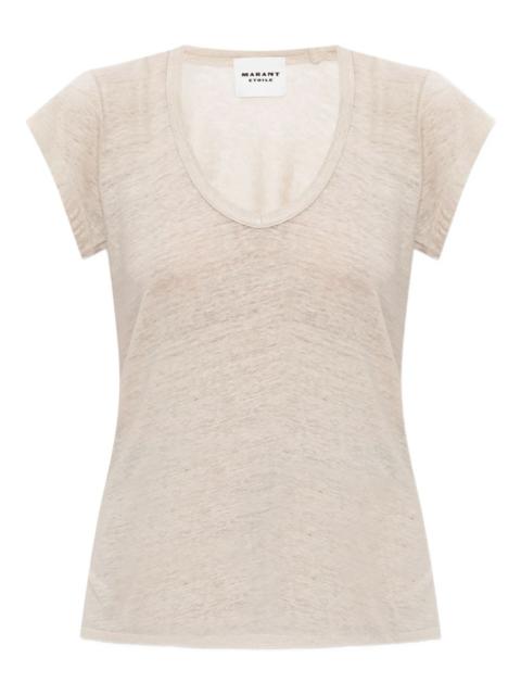 V-neck short-sleeve linen T-shirt