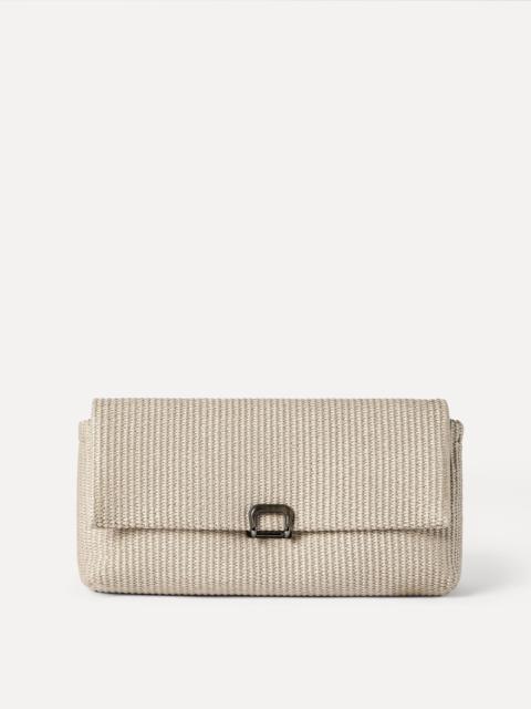 Sartorial clutch bag in techno raffia