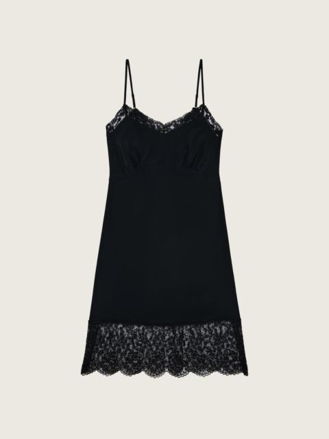 Mini Deep Lace Trim Slip Dress