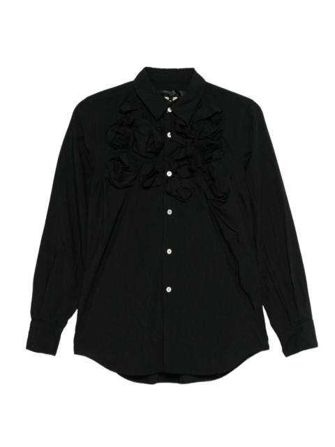 floral-appliqué shirt