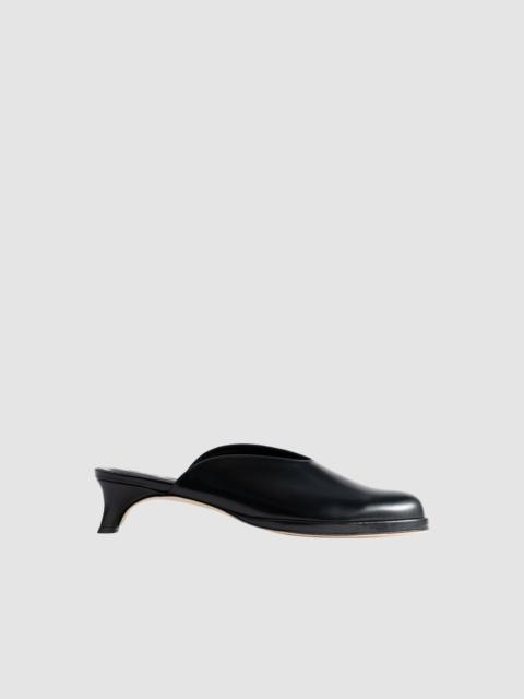 Babylady Black Semi Patent Leather Slip-On Mule