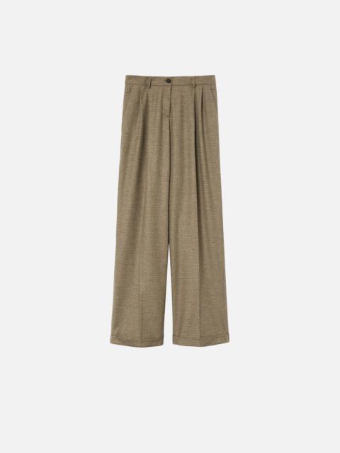 WIDE-LEG CHECK FLANNEL TROUSERS