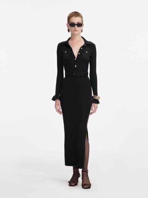 Black Ribbed Knit Maxi Dress